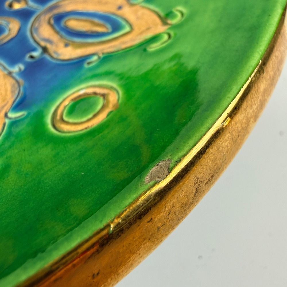 Vintage Bitossi Soraya Thai Silk Ashtray Aldo Londi Italy MCM Pottery Dish 7.5" - Picture 4 of 9